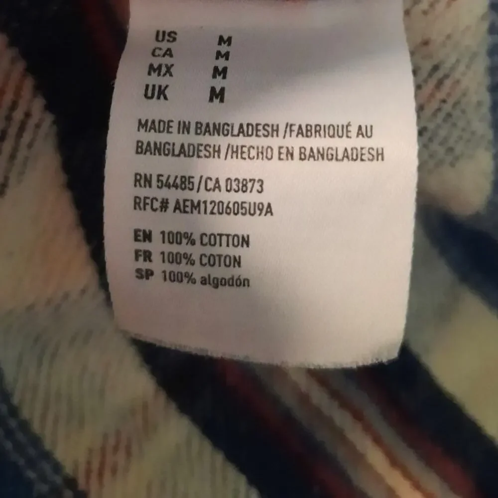 American Eagle Womens Plaid Flannel Shirt Medium Blue Red Cotton Gorpcore Fall - Picture 7 of 10